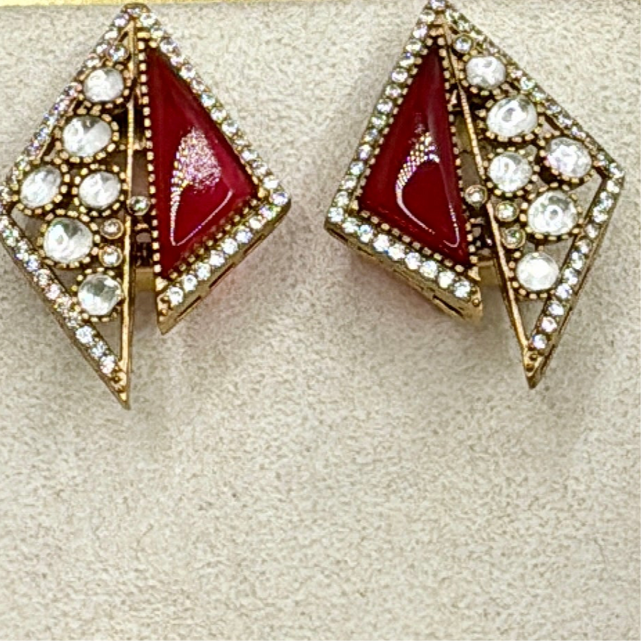 Red Doublet & Moissanite Chic Studs