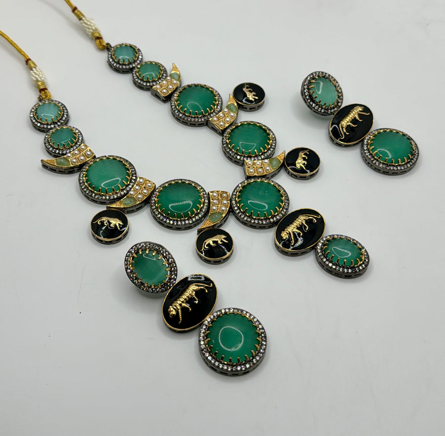 Mint and Black Sabya Inspired Necklace Set