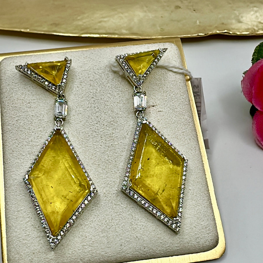 Yellow American Diamonds Earrings