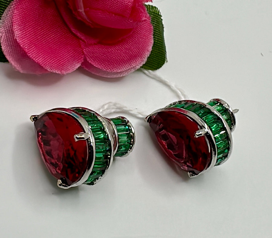 Red And Green Swarovski Studs