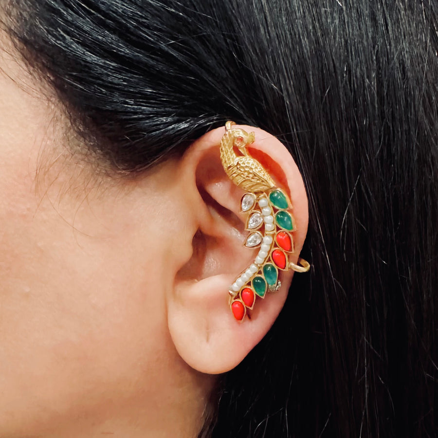 Red & Turquoise Ear Cuff