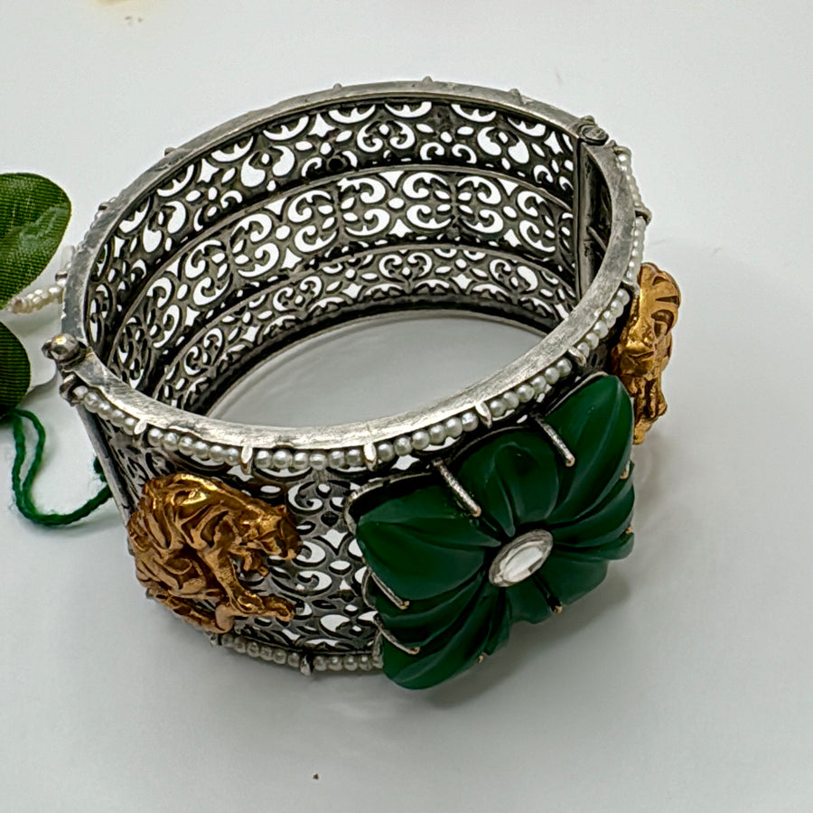 Green Dual Tone Sabya Inspired Openable Bracelet (Fits Size 2.4-2.6)