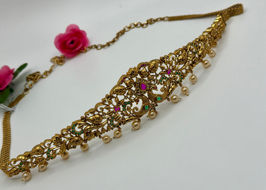 Green Gold Kundan Kamarband Waist Belt