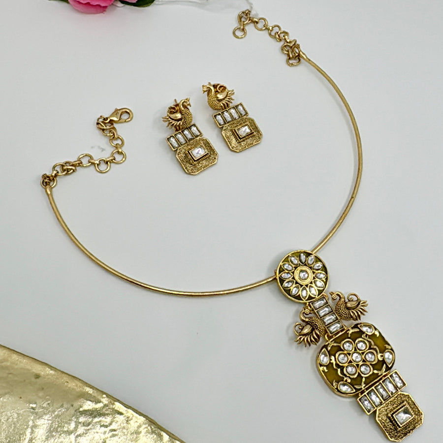 Yellow Inlay Hasli Necklace Set