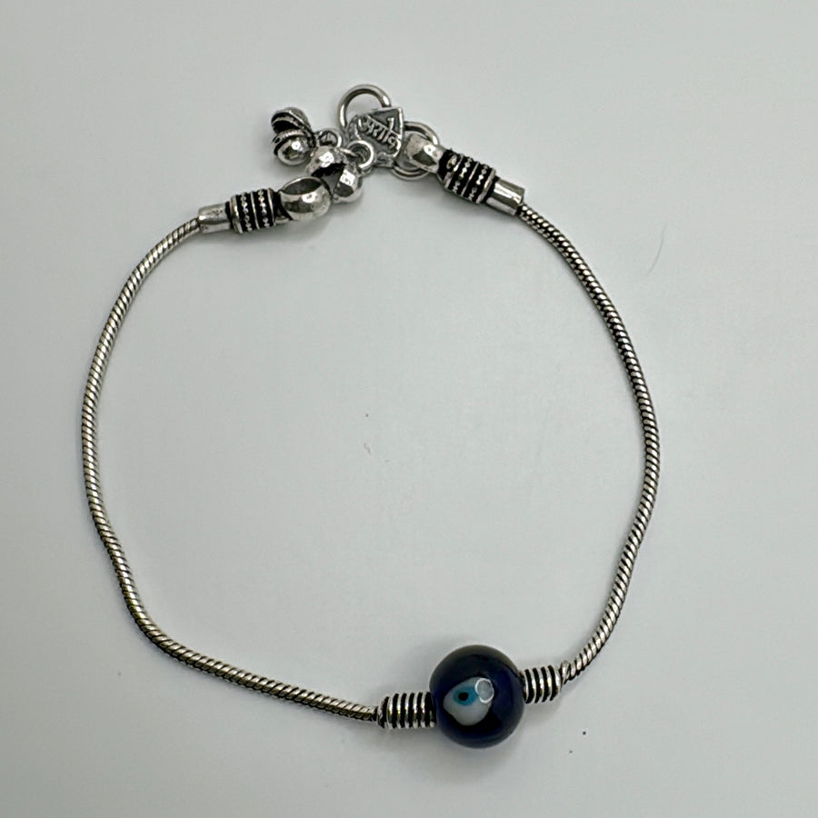 Blue Evil Eye Silver Lookalike Anklet