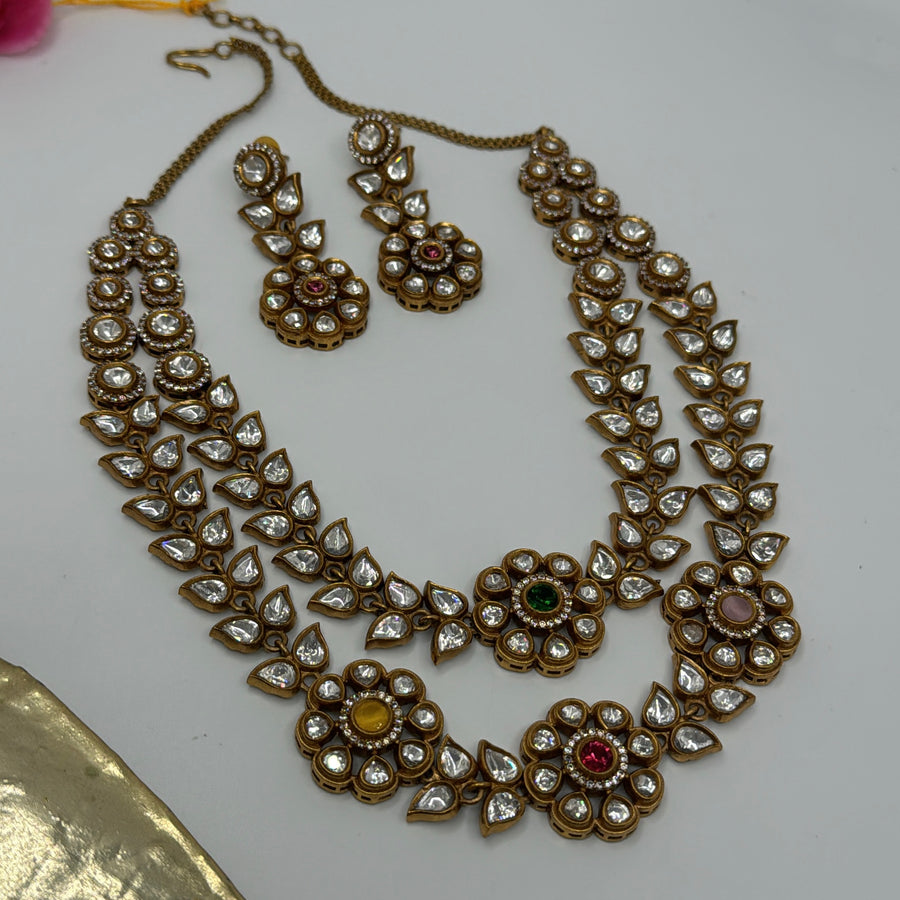 Green & Ruby Kundan Necklace Set