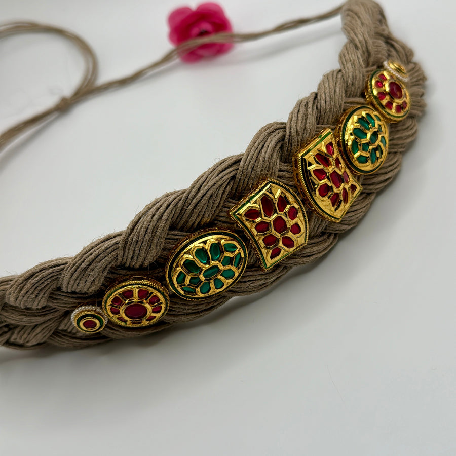 Multi Jute With Kundan Embellishments Hairband