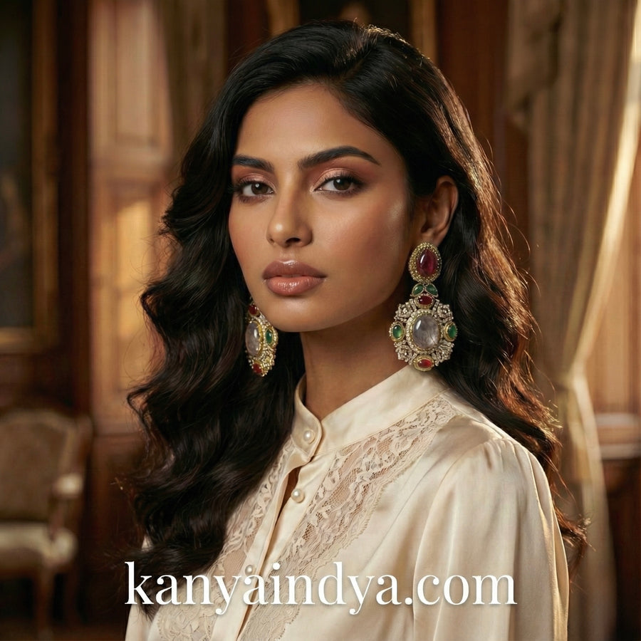 Multi Sabya Inspired Marble Doublet Earrings