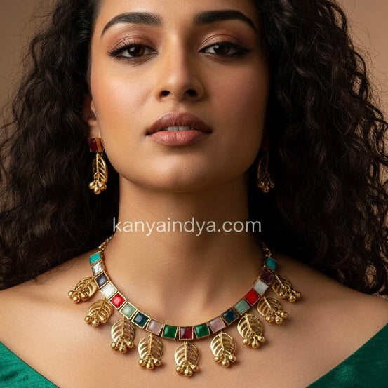 Multi Apala Inspired Dainty Moissanite Necklace Set