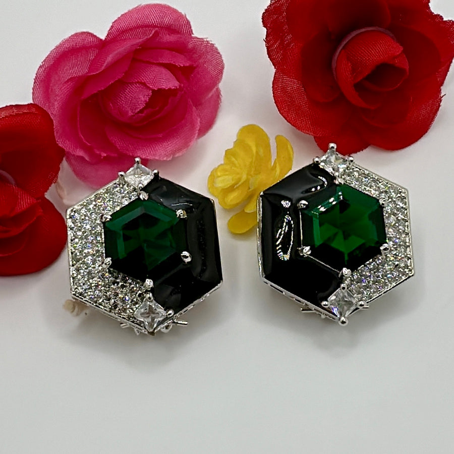 Green And Black Swarovski Studs