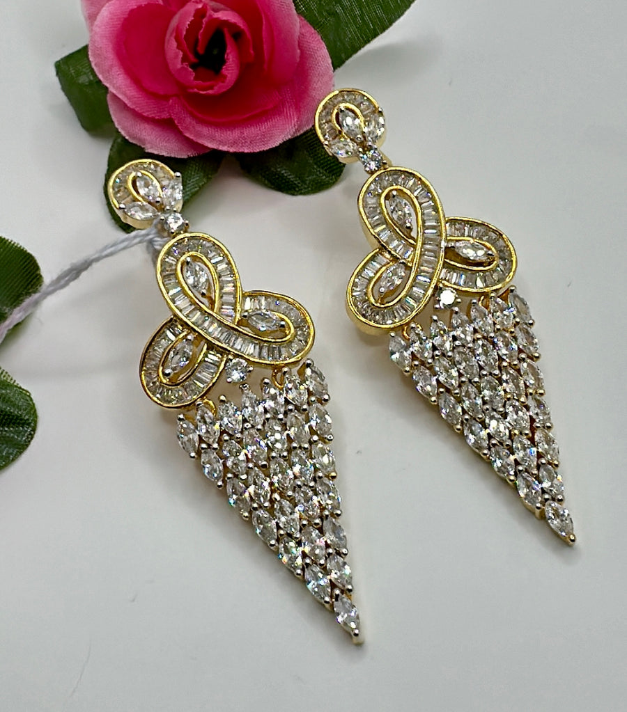 Clear Tanishq Inspired American Diamonds Dangler Earrings