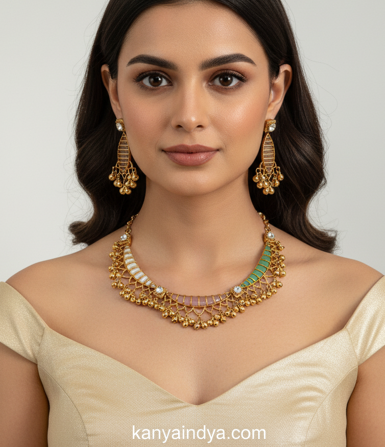 Pastal Multi Apala Inspired Dainty Necklace Set