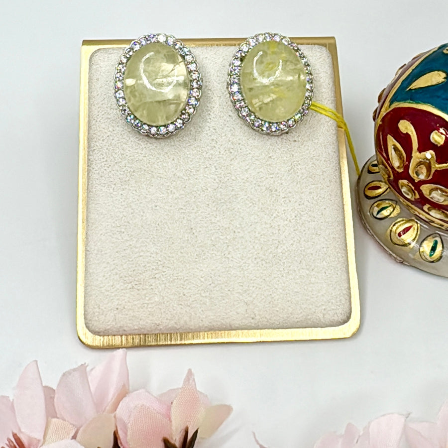 Yellow Doublet American Diamonds Stud Earrings