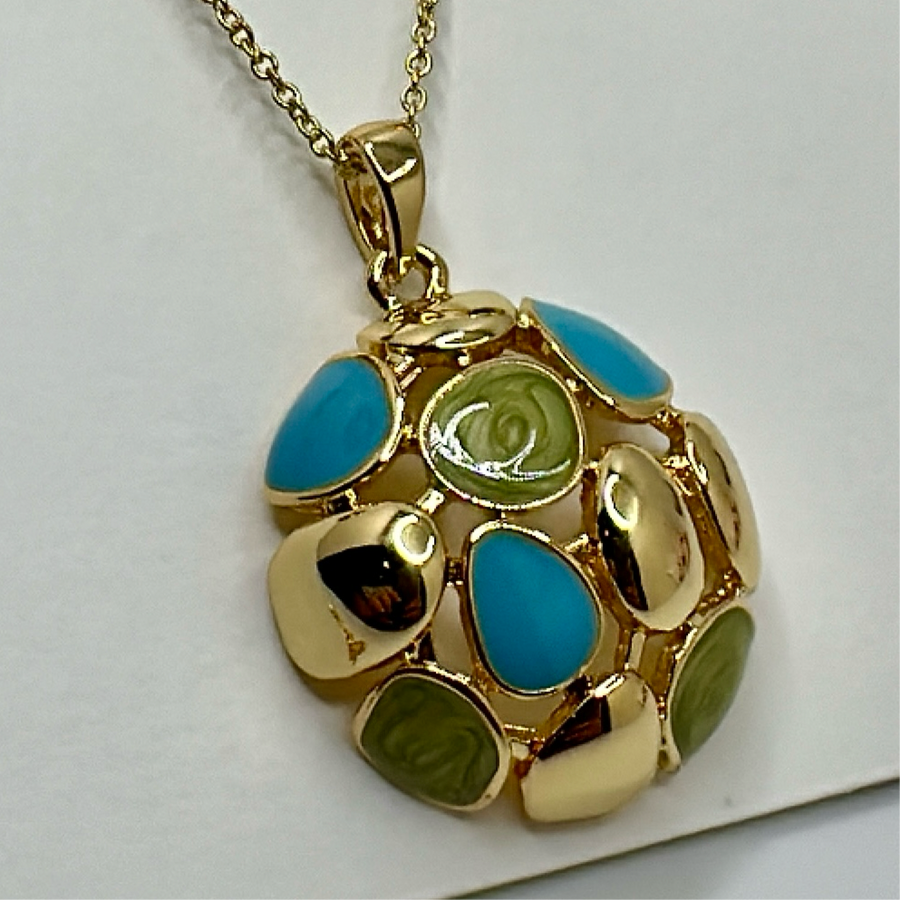 Blue & Green Multi Dainty Pendant Set