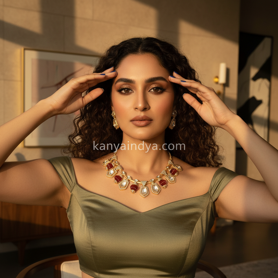 Ruby Polki Necklace Set