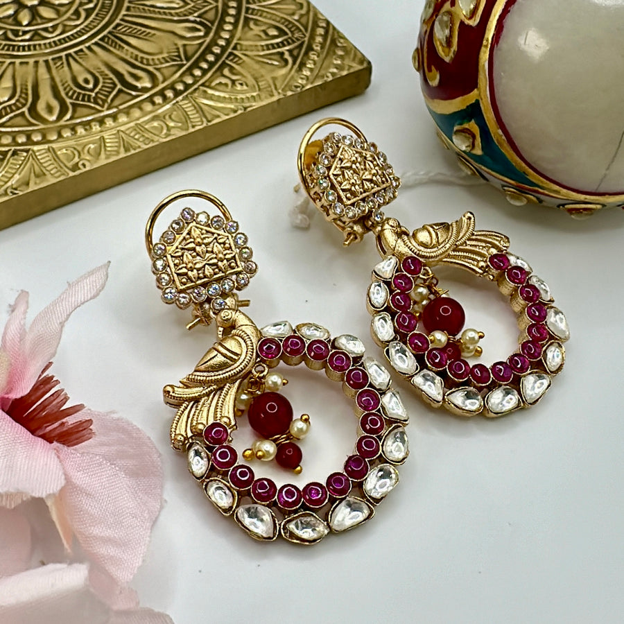 Ruby & Moissanite Kundan Chand Bali