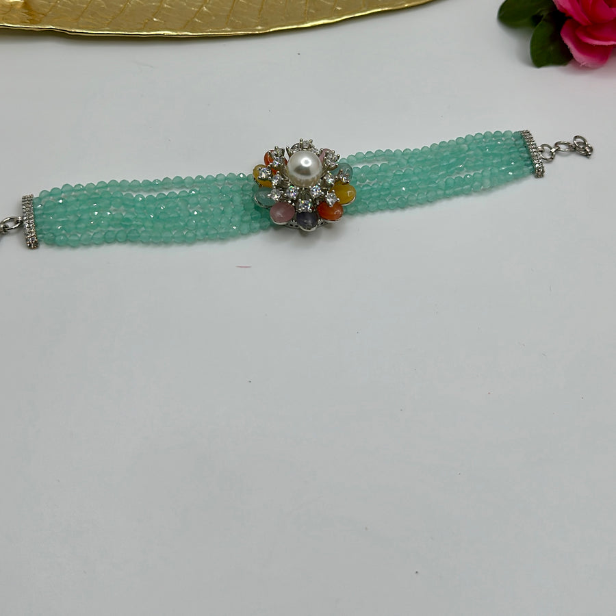 Turquoise Flexible American Diamond Bracelet