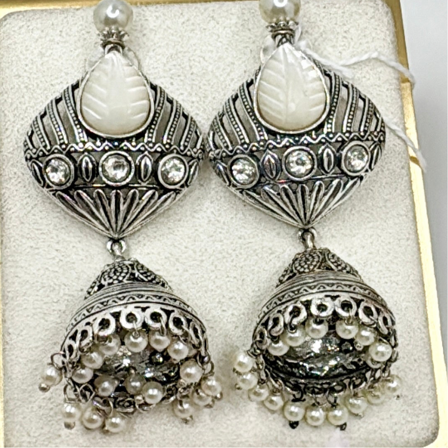 Clear MOP Silver Lookalike Jhumka