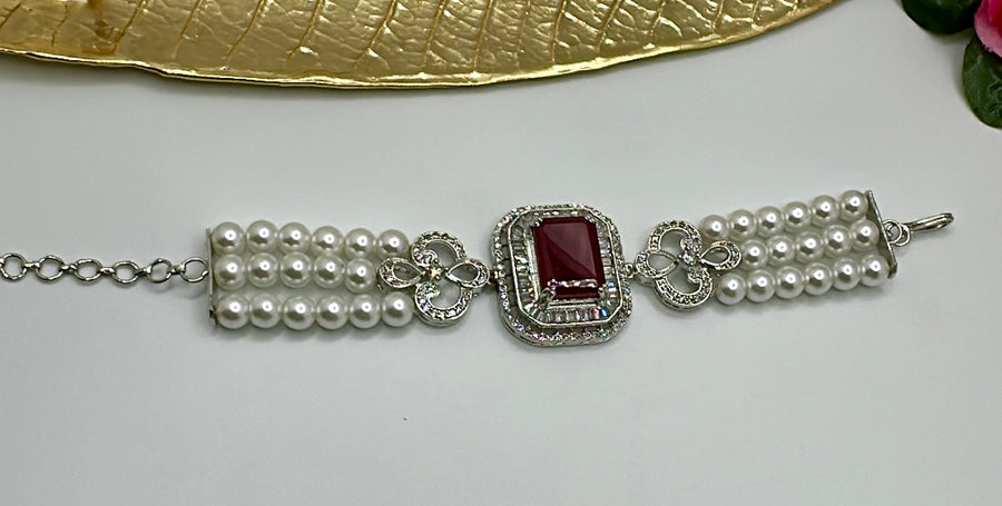 Ruby Pearl Flexible Bracelet