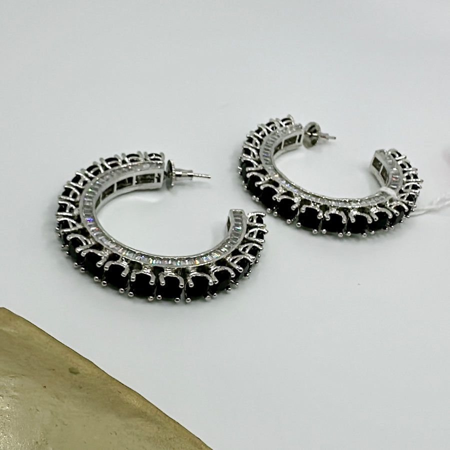 Black American Diamond Twisty Earrings