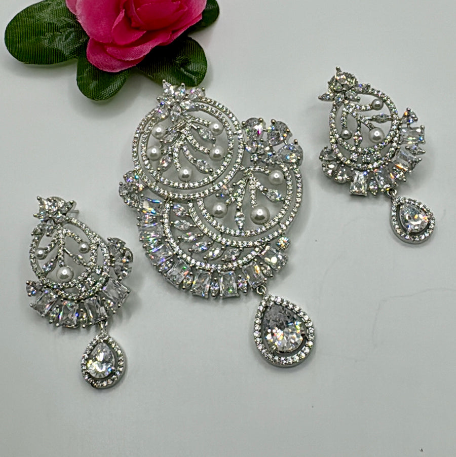 Clear American Diamonds Pendant Set