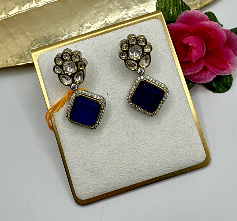 Blue Moissanite Earrings