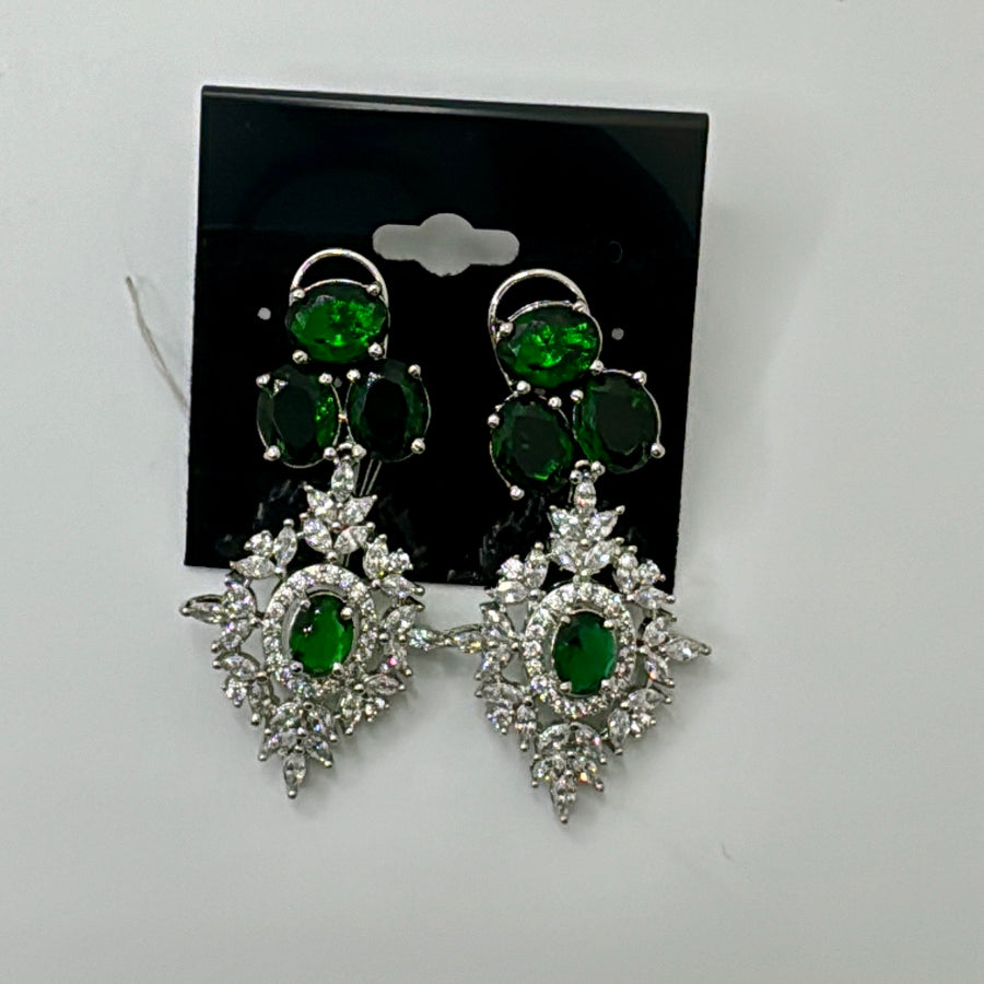 Green American Diamond  Hydro Stone Earrings