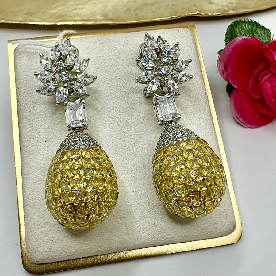 Yellow American Diamonds Earring