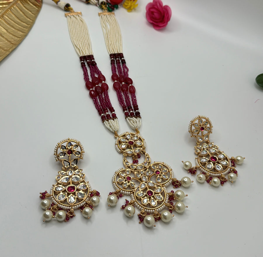 Ruby Long Tyaani Inspired Long Necklace Set