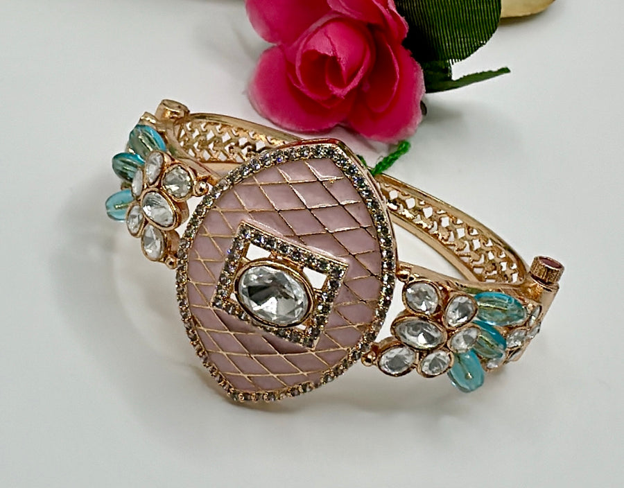 Pink Moissanite Enamel Bracelet