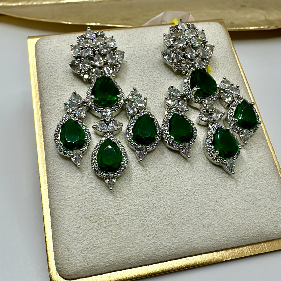 Green American Diamonds Earrings