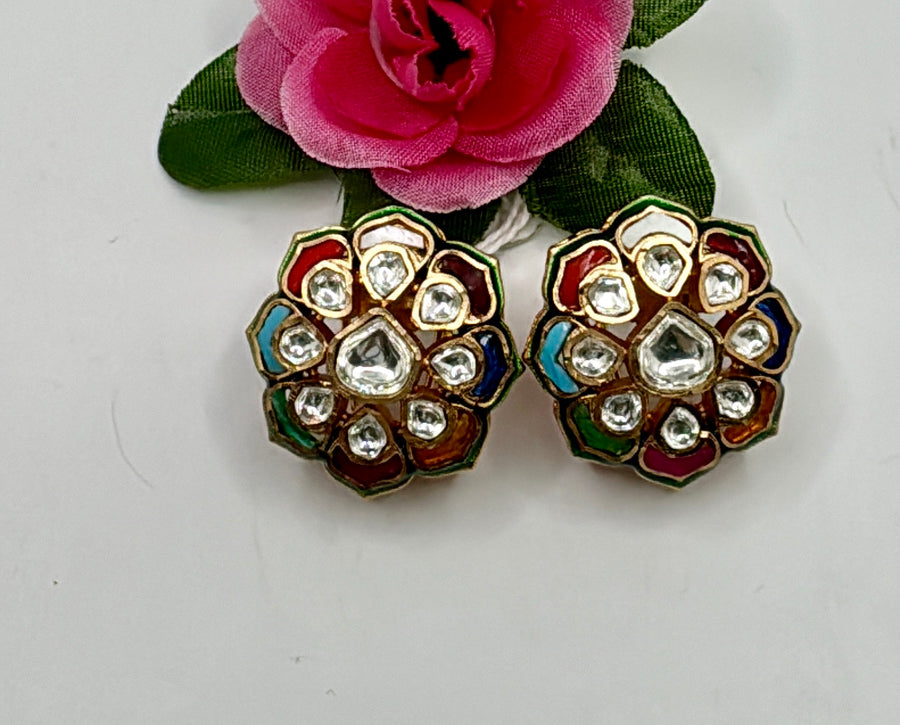 Multi Navratan kundan Studs