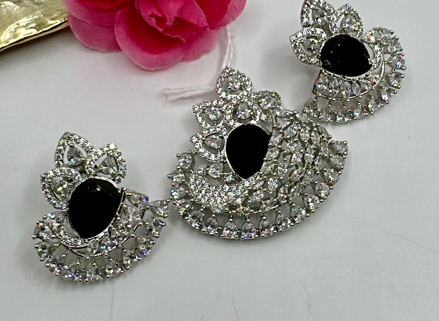 Black American Diamonds Pendant Set