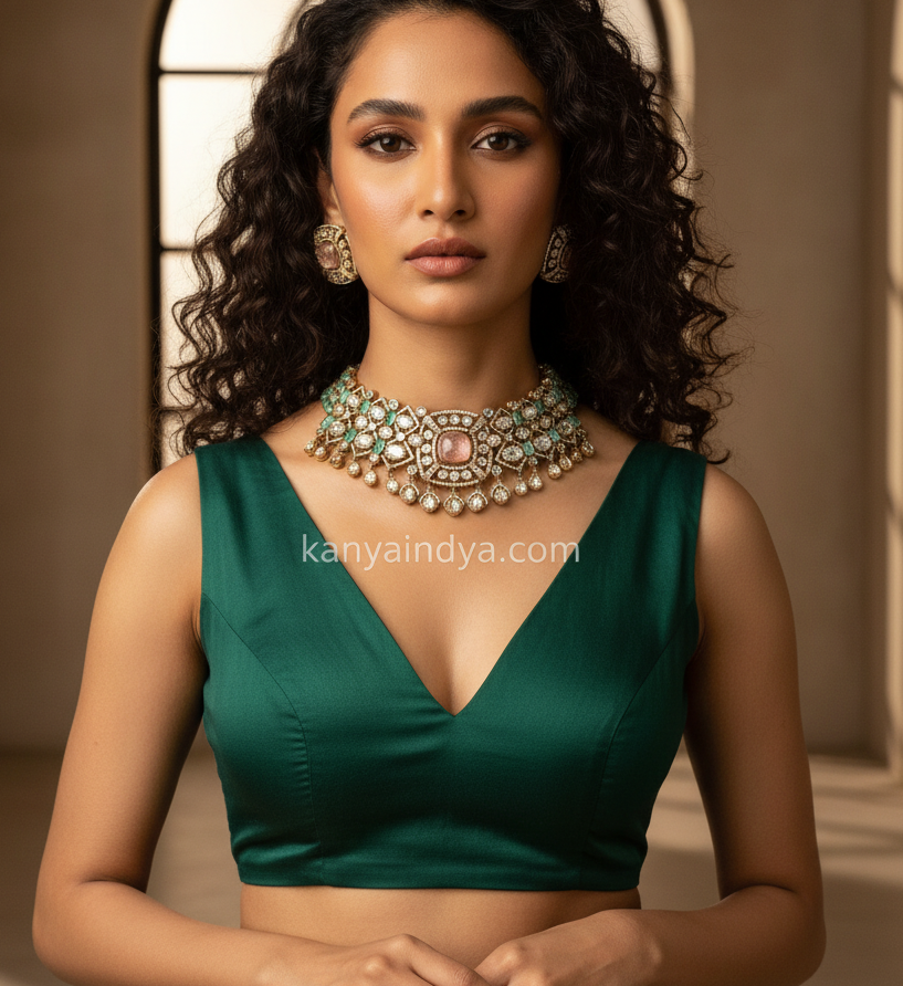 Pink Doublet & Mint Invisible Setting Moissanite Choker Necklace Set