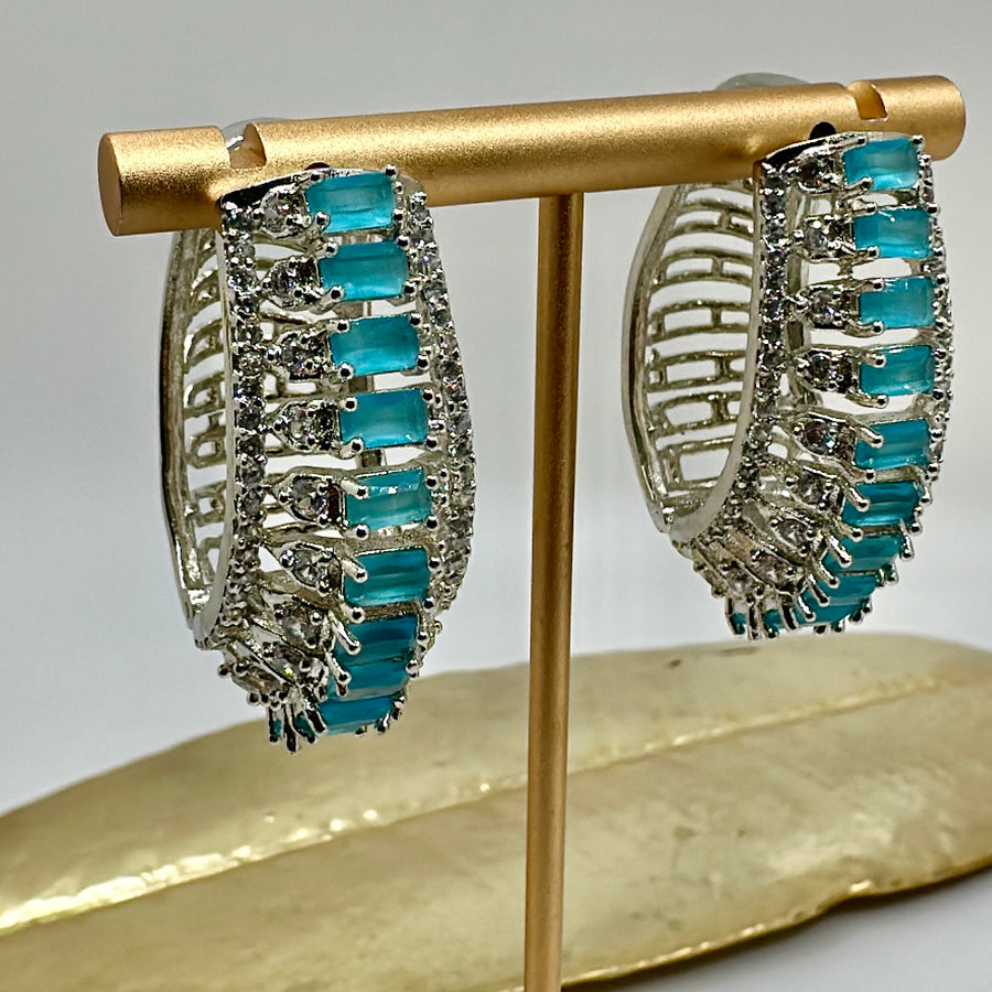 Turquoise American Diamonds Hoops Studs