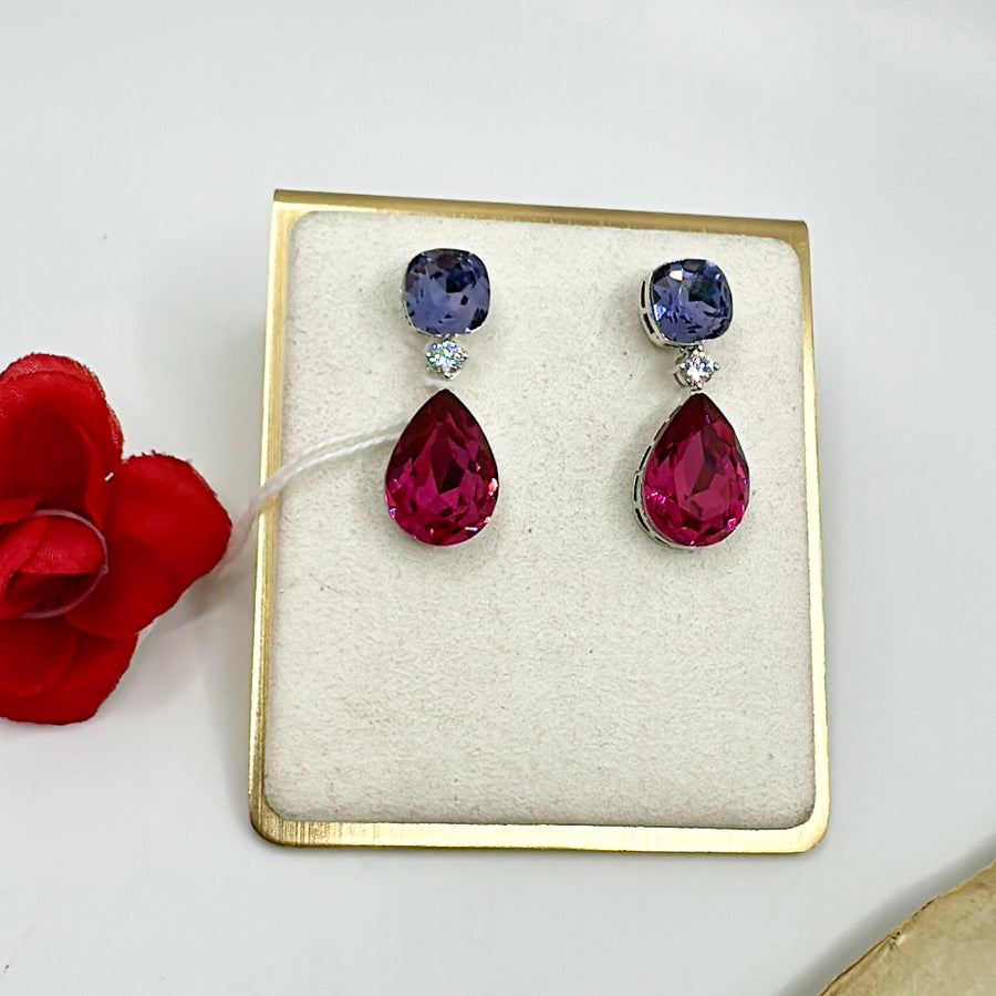 Purple & Hot Pink Swarovski Earrings