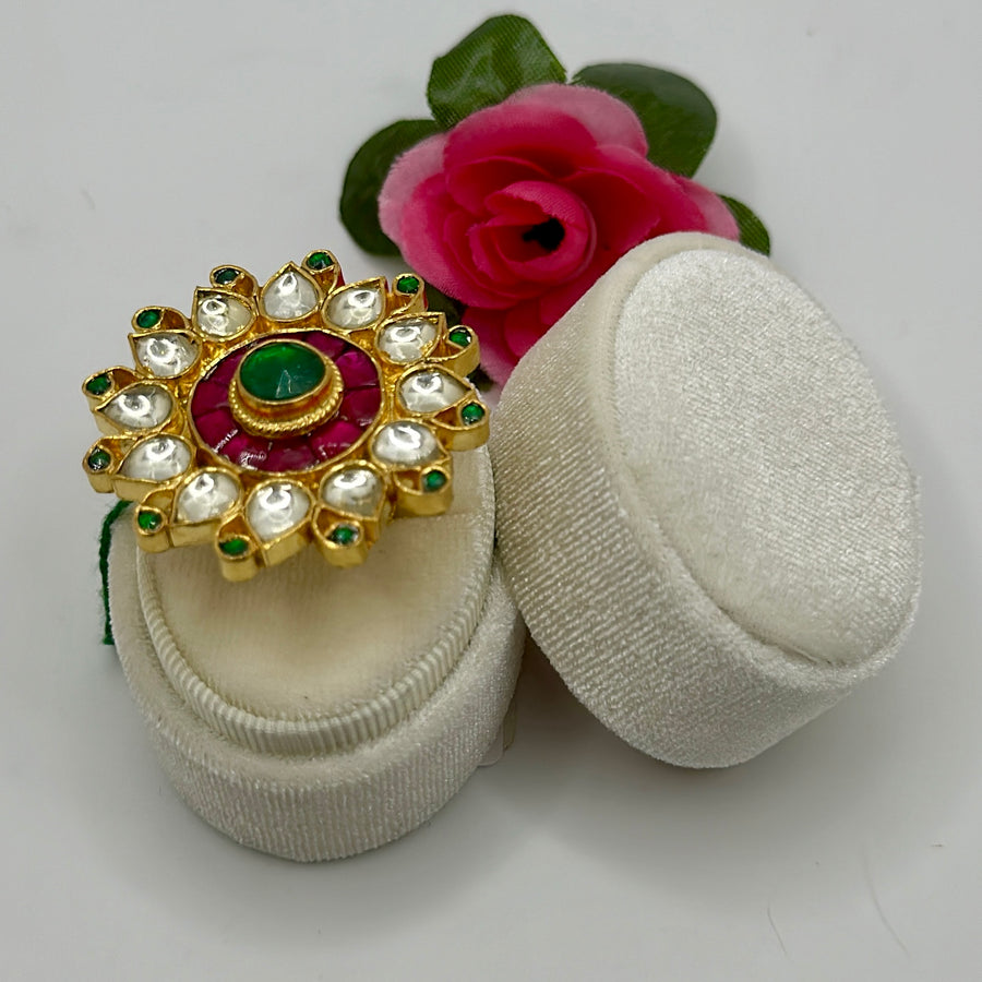 Ruby Paachi Kundan Adjustable Finger Ring