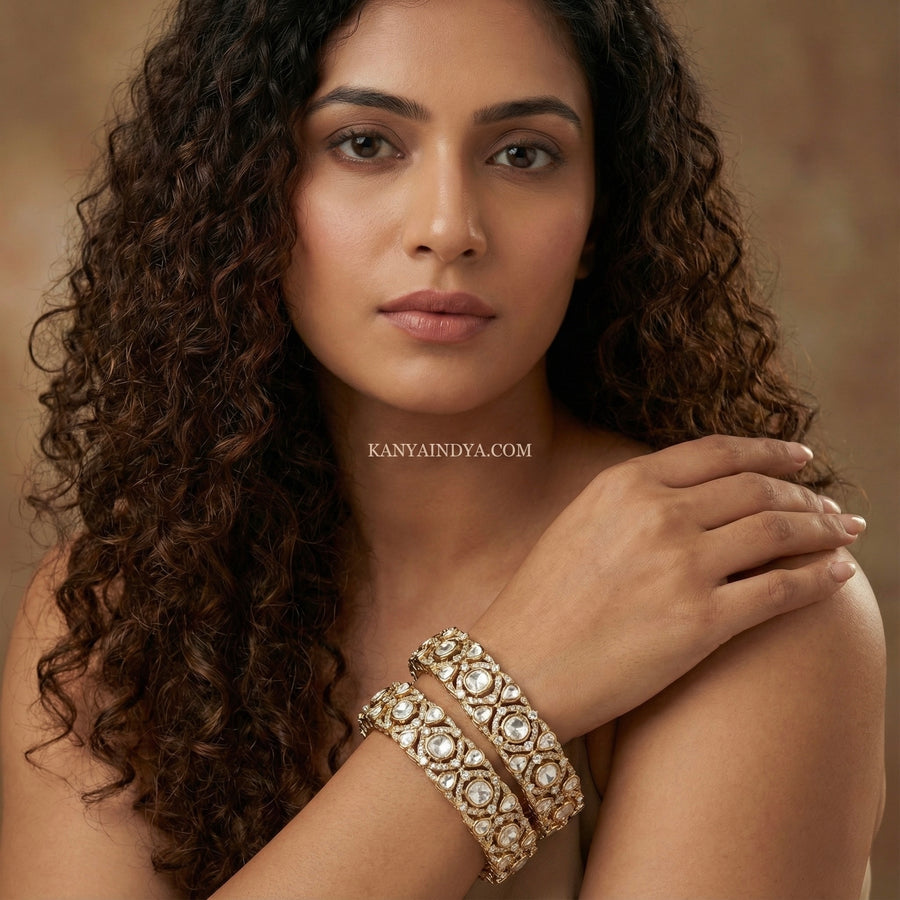 Clear Moissanite Openable Statement Bangle Pair(Size 2.4)