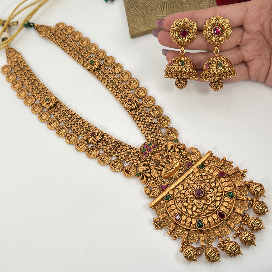 Multi Antique Gold Statement Long Necklace Set