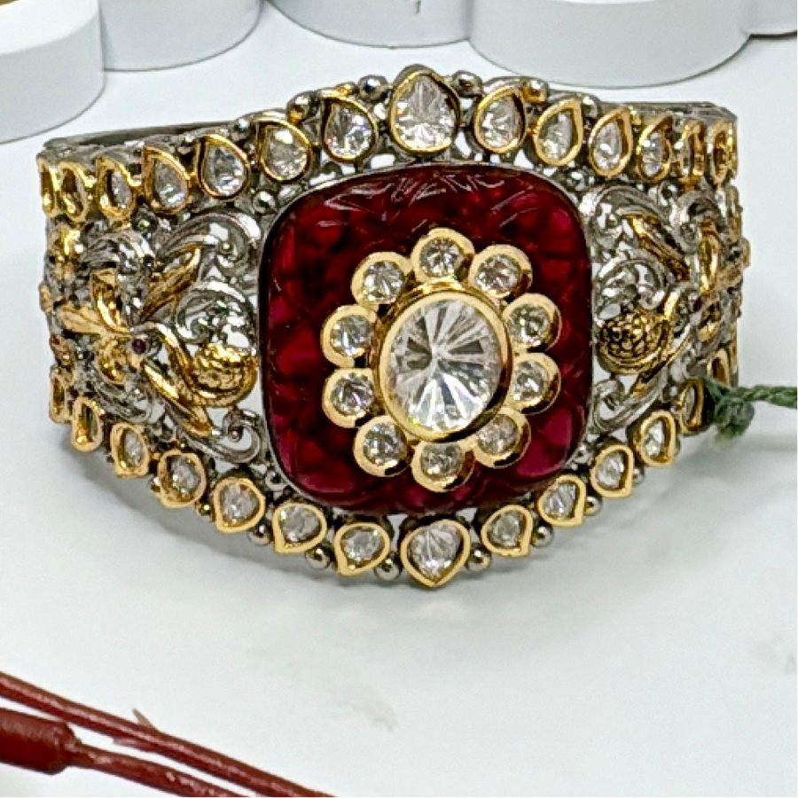 Ruby Tyaani Inspired Dual Tone Kundan Openable Bracelet