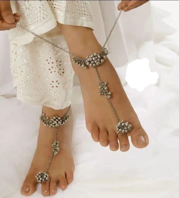 Clear Silver Lookalike Anklet Pair