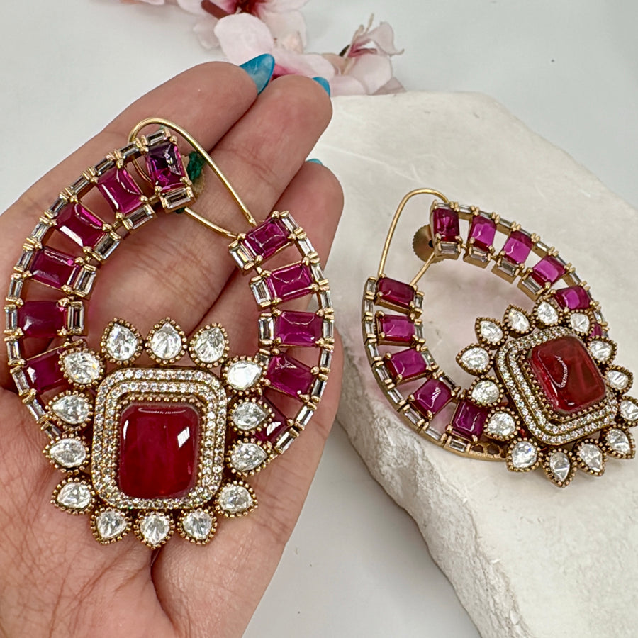 Ruby Moissanite Statement Earrings