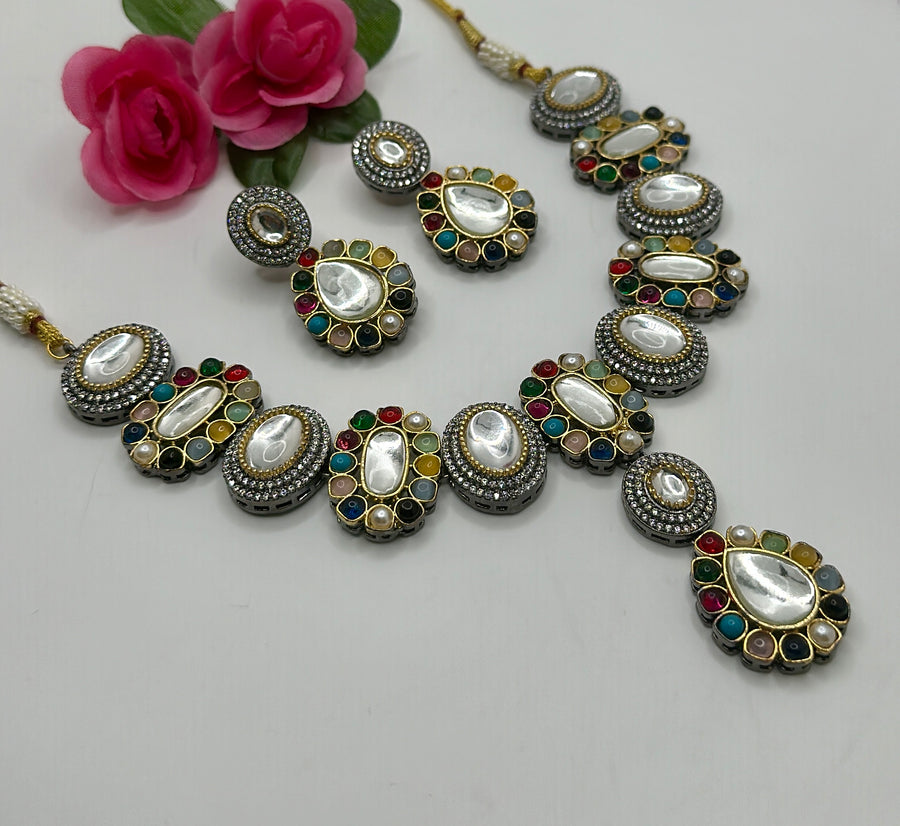 Multi Uncut Kundan Necklace Set