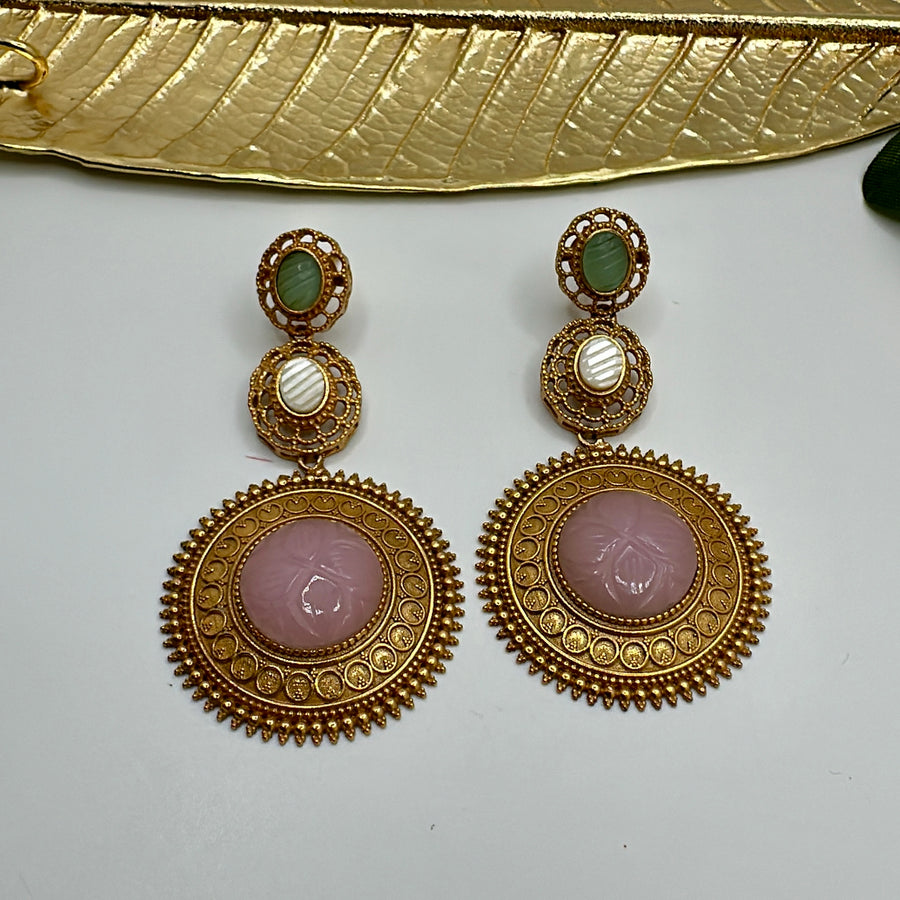 Pink Amrapali Inspired Silver Lookalike mEarrings