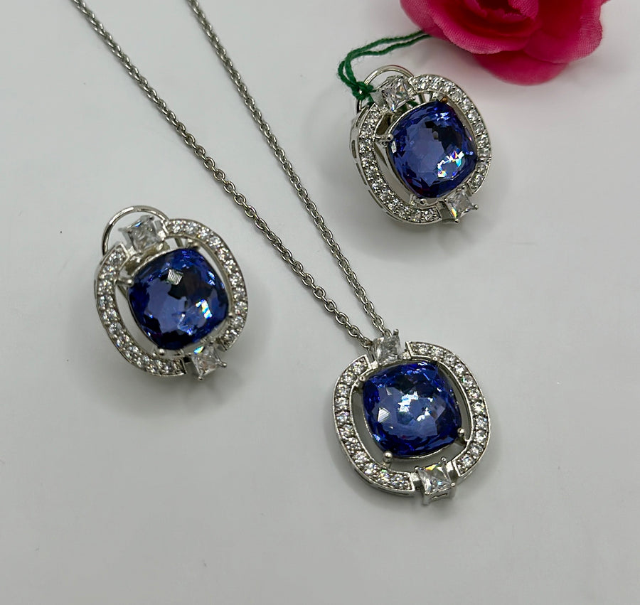 Purple Swarovski Pendant Set