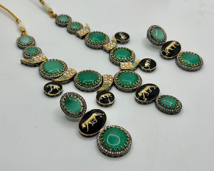 Mint and Black Sabya Inspired Necklace Set