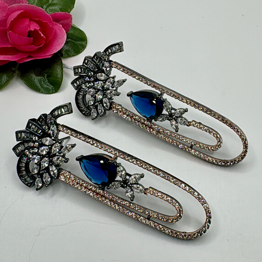 Blue Victorian American Diamonds Earrings