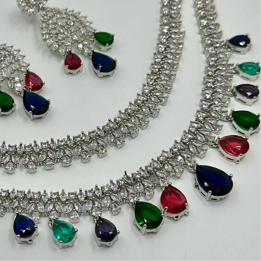 Multi American Diamonds Necklace Set