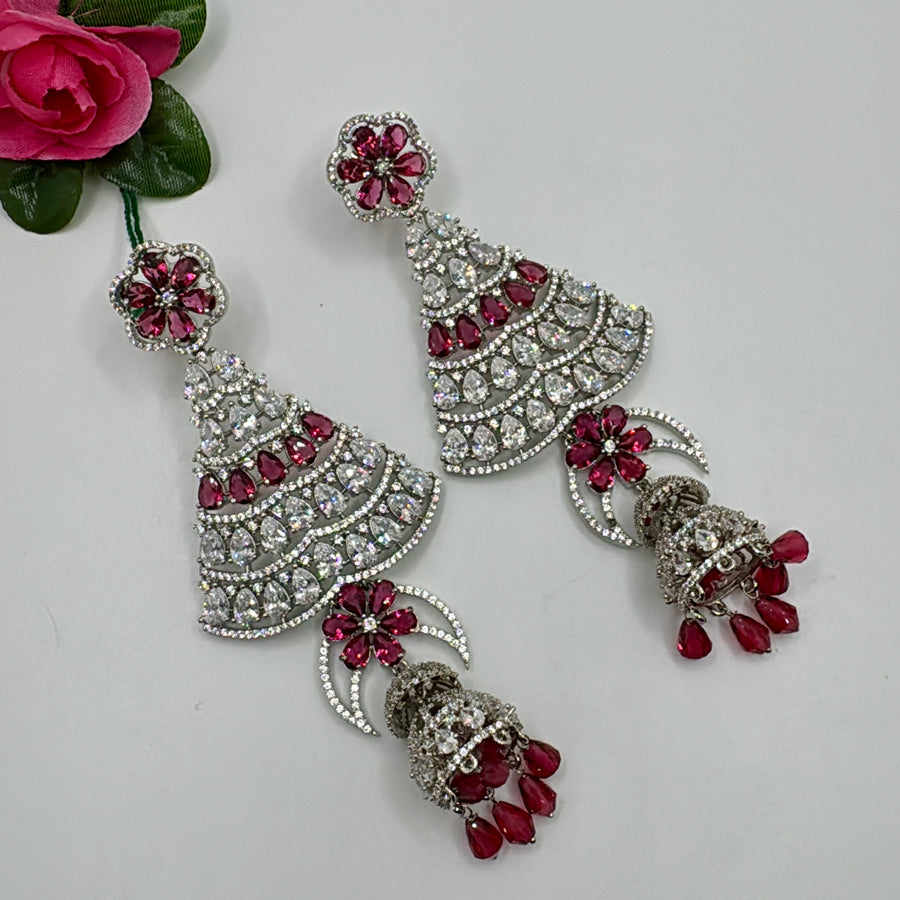 Ruby American Diamonds Statement/Cocktail Earrings