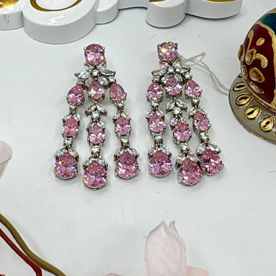 Pink American Diamonds Earrings